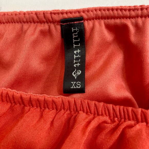 Orange ruffled strapless belted sundress by full tilt Women's xs boho hi low hem - Picture 7 of 9